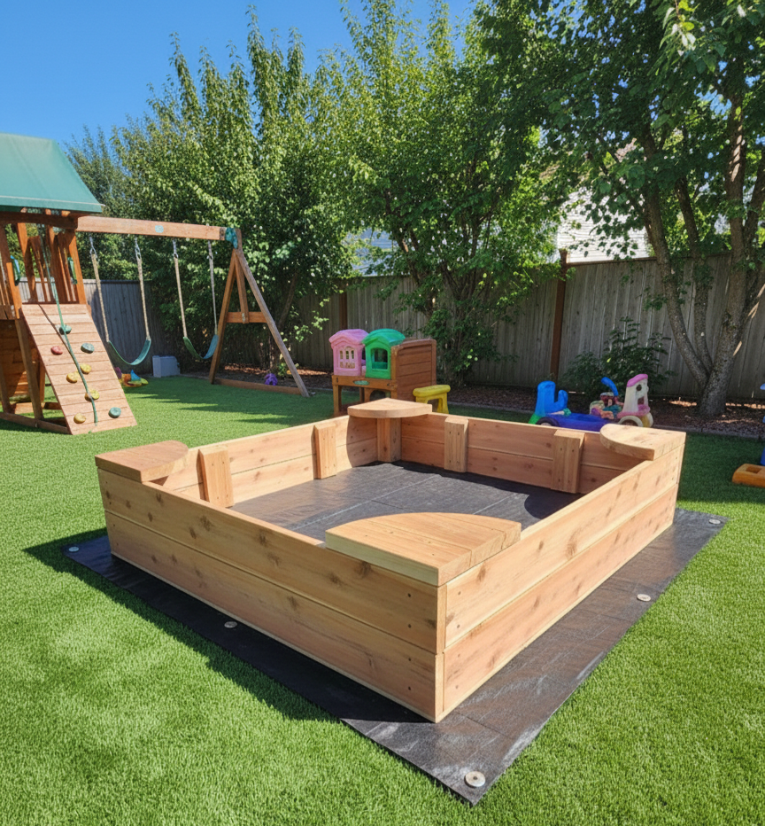 6.5'×6.5' Mega play Cedar Sandbox